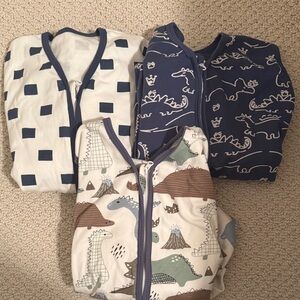3 pack Sleep Sack Set - Navy, White, Cream Dino Prints